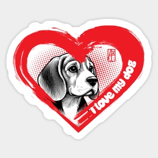 I Love My Beagle Terrier - Cheerful dog - I Love my dog Sticker